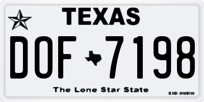 TX license plate DOF7198