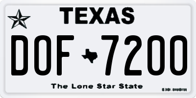 TX license plate DOF7200