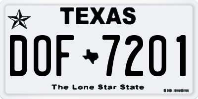 TX license plate DOF7201