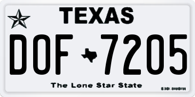 TX license plate DOF7205