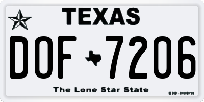 TX license plate DOF7206