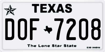 TX license plate DOF7208