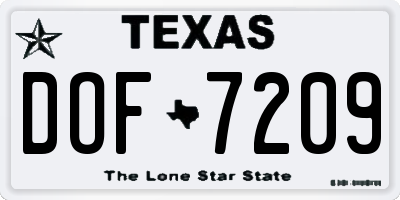 TX license plate DOF7209