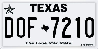 TX license plate DOF7210