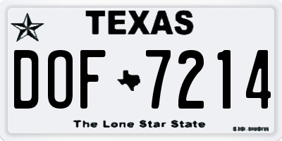 TX license plate DOF7214