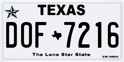 TX license plate DOF7216