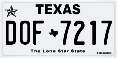 TX license plate DOF7217