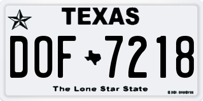 TX license plate DOF7218