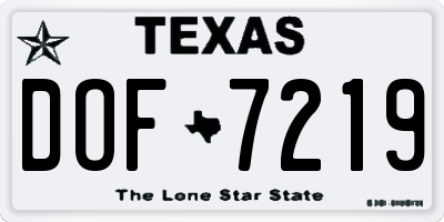 TX license plate DOF7219