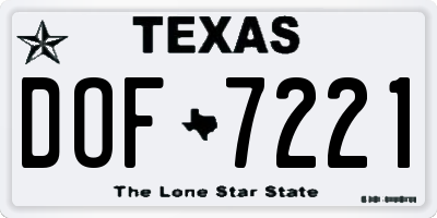 TX license plate DOF7221