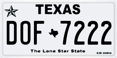 TX license plate DOF7222