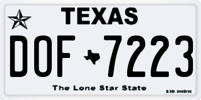 TX license plate DOF7223