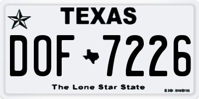 TX license plate DOF7226