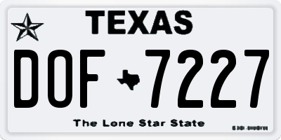 TX license plate DOF7227