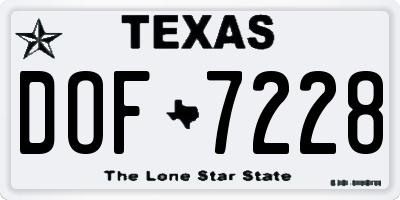 TX license plate DOF7228