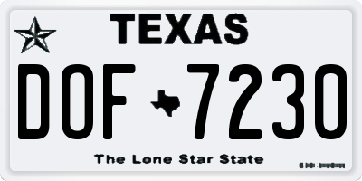 TX license plate DOF7230