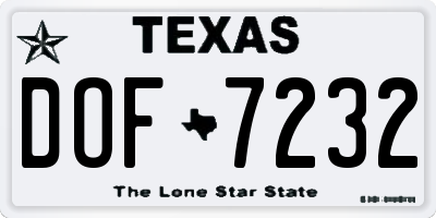 TX license plate DOF7232