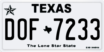 TX license plate DOF7233