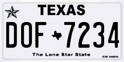 TX license plate DOF7234