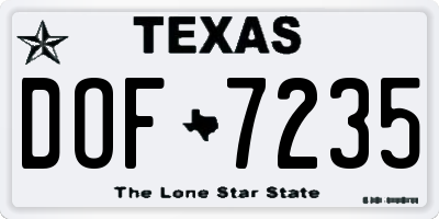 TX license plate DOF7235