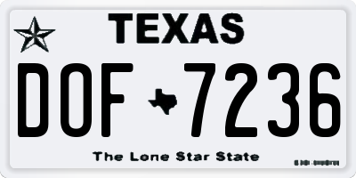 TX license plate DOF7236