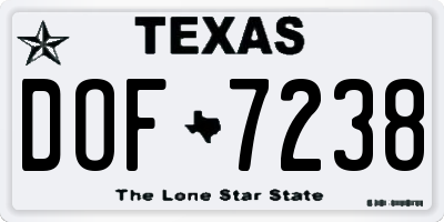 TX license plate DOF7238
