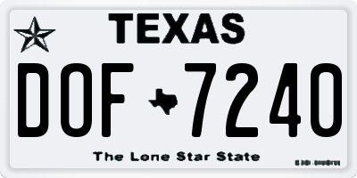 TX license plate DOF7240