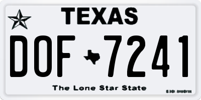 TX license plate DOF7241