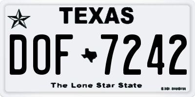 TX license plate DOF7242