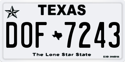TX license plate DOF7243