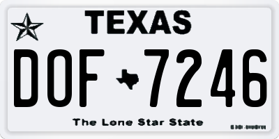 TX license plate DOF7246