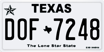 TX license plate DOF7248