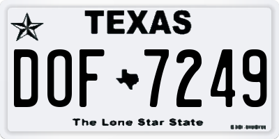 TX license plate DOF7249