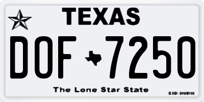 TX license plate DOF7250