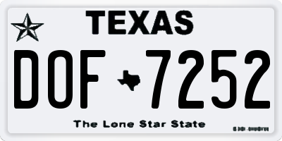 TX license plate DOF7252