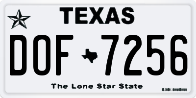 TX license plate DOF7256