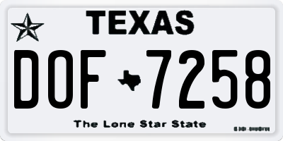 TX license plate DOF7258