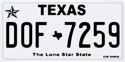 TX license plate DOF7259