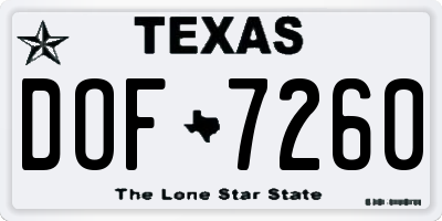 TX license plate DOF7260