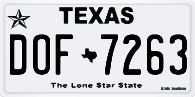 TX license plate DOF7263