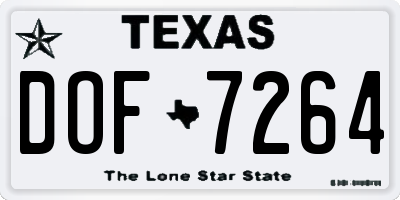 TX license plate DOF7264