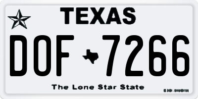 TX license plate DOF7266