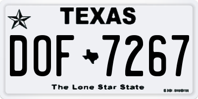 TX license plate DOF7267