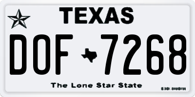TX license plate DOF7268