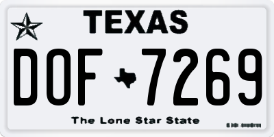 TX license plate DOF7269