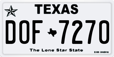 TX license plate DOF7270