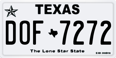 TX license plate DOF7272