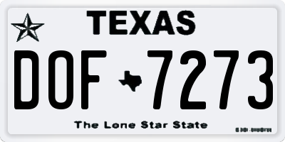 TX license plate DOF7273