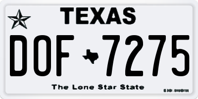 TX license plate DOF7275