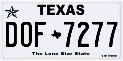 TX license plate DOF7277